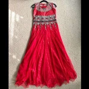 Bright Red Indian Outfit Gown